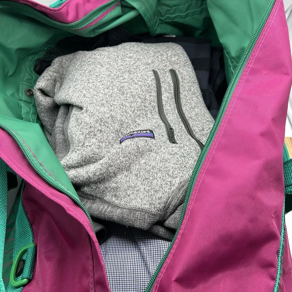 VTG 1991 Samsonite Sammies Luggage Duffle Bag Teal Green‎ Pink Striped